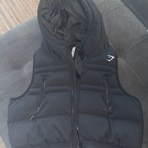 Gymshark Black Puffer Vest with Hood